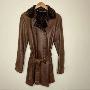 Vintage Y2K 80’s Marco Gianotti Milano Shearling Leather Coat  Large penny lane